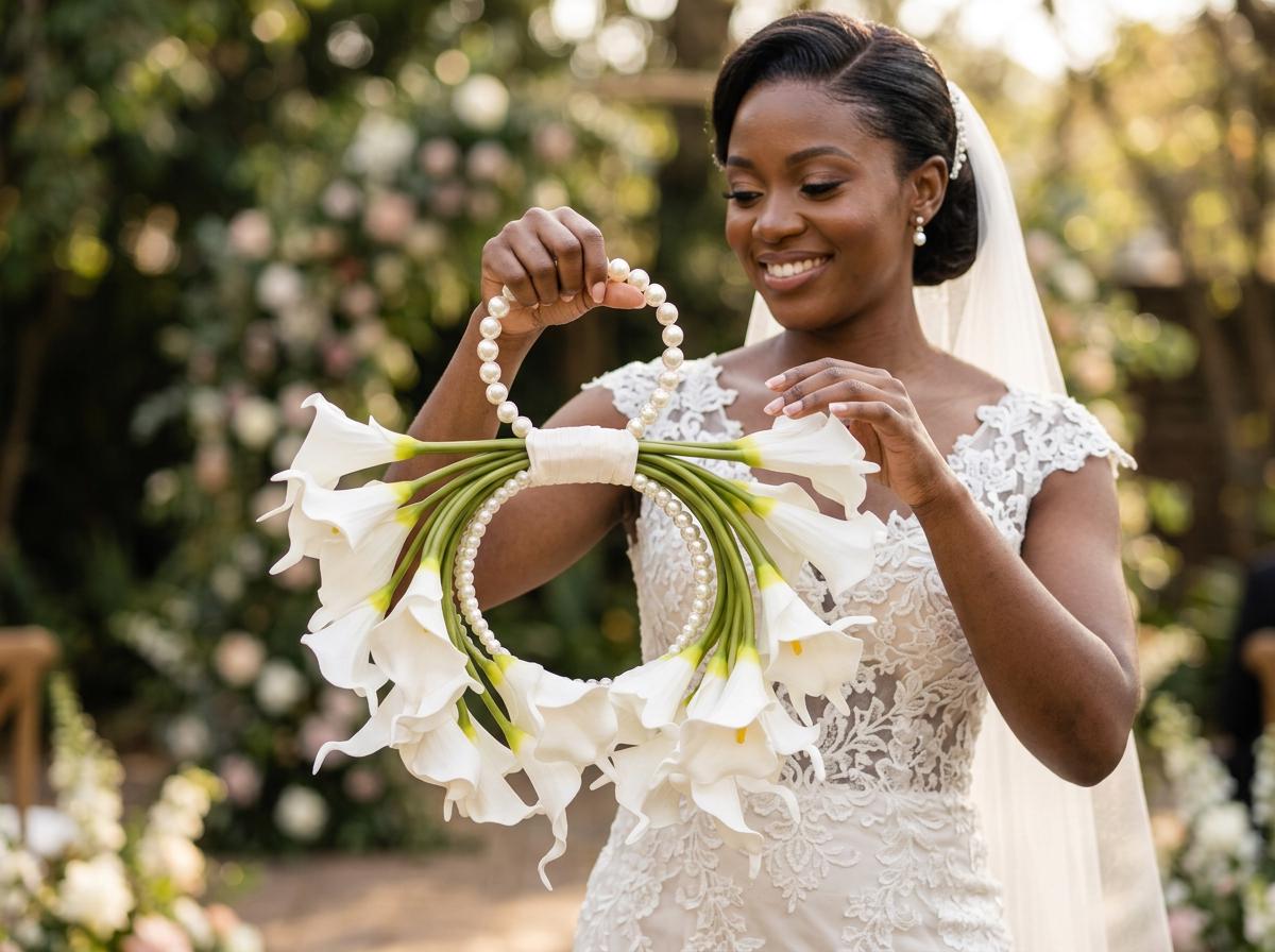 Ari beaded pearl bridal bouquet